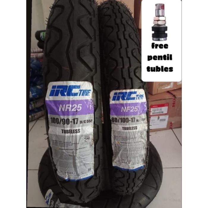 Ban Luar IRC NF25 TUBELESS 80/100 Ring 17 dan 100/90 Ring 17 Ban Depan Belakang CBR, Verza, Byson, M