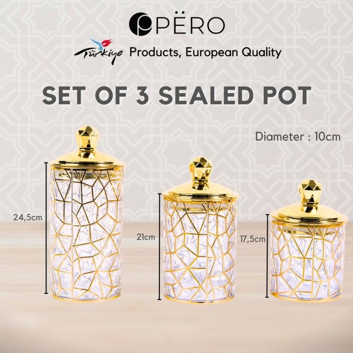 [Promo Best Deal] Pero Jar Set Of 3 Sealed Pot / Hampers Toples Lebaran Set 3 Tutup Kedap Udara / To