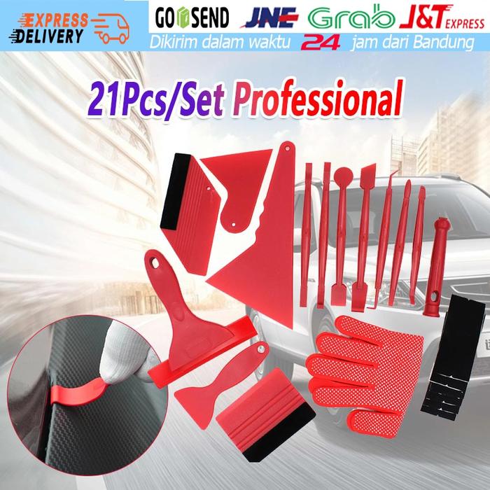 Set Lengkap 21PCS Rakel / Kape Bludru Alat Pasang Kaca Film Stiker dan Wallpaper Wipper Scraper Stik