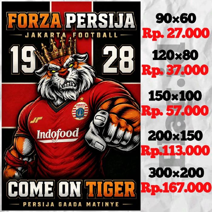 Bendera/Giantflag Suporter Persija Jakarta (Desain Terbaru Ukuran 120x80/150x100/200x150/300x200 Sud
