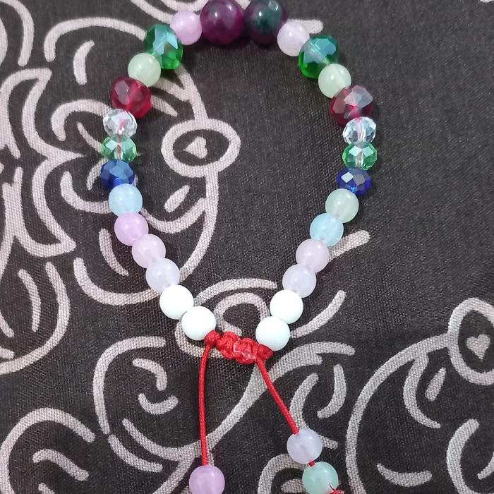 gelang kristal kombinasi batu rubi + monte jelly