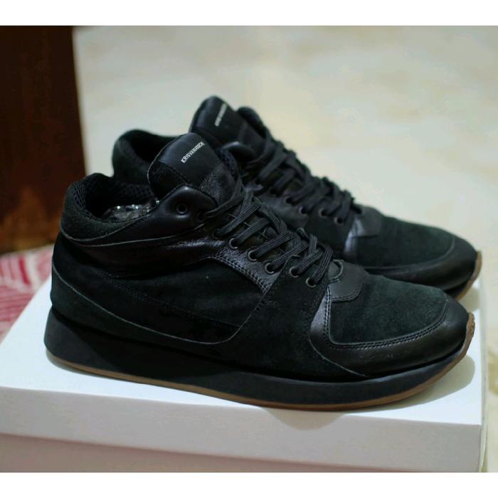 Sepatu Sneakers Krisvanassche Made in Croatia Leather Suede Full Black Luxury Shoes Paris not Zegna 