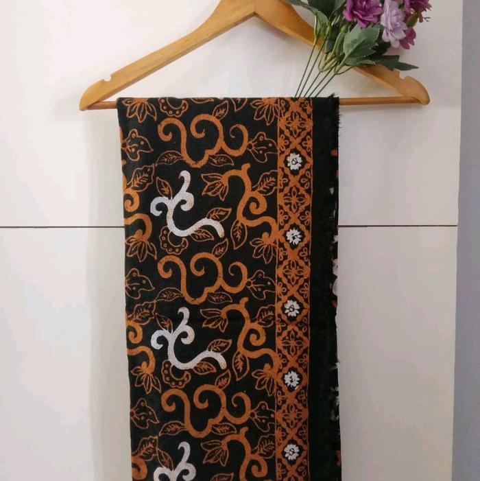 Kain batik viscose sogan batik fariza cirebon cap tulis klasik hitam