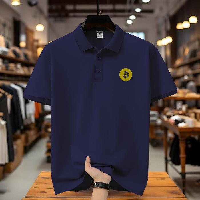 COD T-shrit POLO kerah Crypto Bitcoin Gold Kaos Kerah Dewasa Shirt / Kaos Wangki Pria Polo / Kaos Se