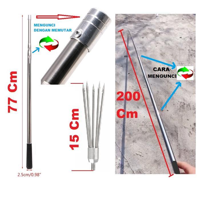Harpoon Tombak Ikan 5 Prong Bahan Stainless Steel KEPALA TOMBAK CABANG