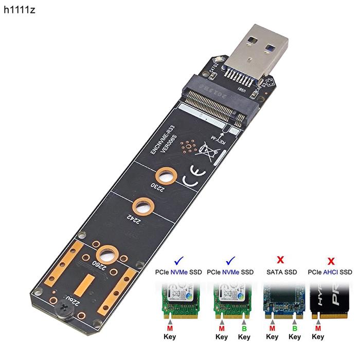 NVME USB Adapter M.2 NVMe to USB 3.1 SSD Adapter 10Gbps USB3.1 Gen 2