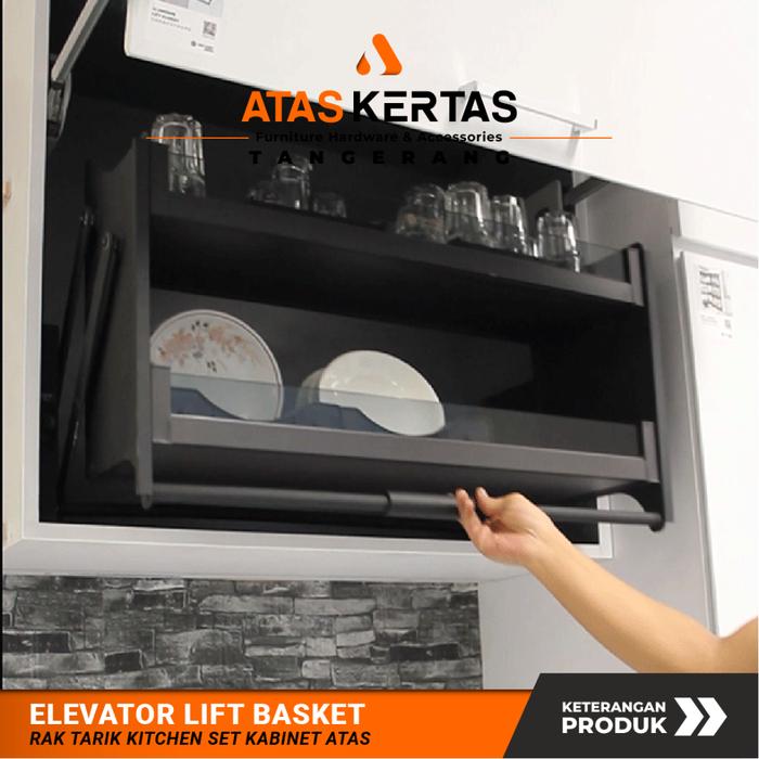 rak piring tarik Dapur Elevator Dish Rack Pull Down Aluminium - Elevator Lift Basket