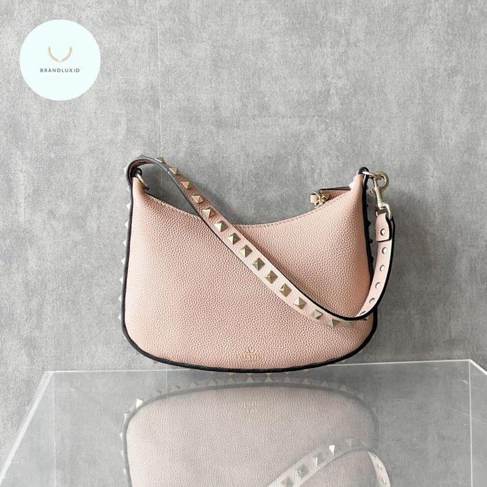 VALENTINO ROCKSTUD MINI HOBO BAG POUDRE