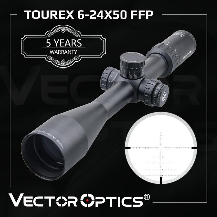 Vector Optics Tourex 6-24x50 1/4 MOA Turret Zero-Stop Adjustment MOA