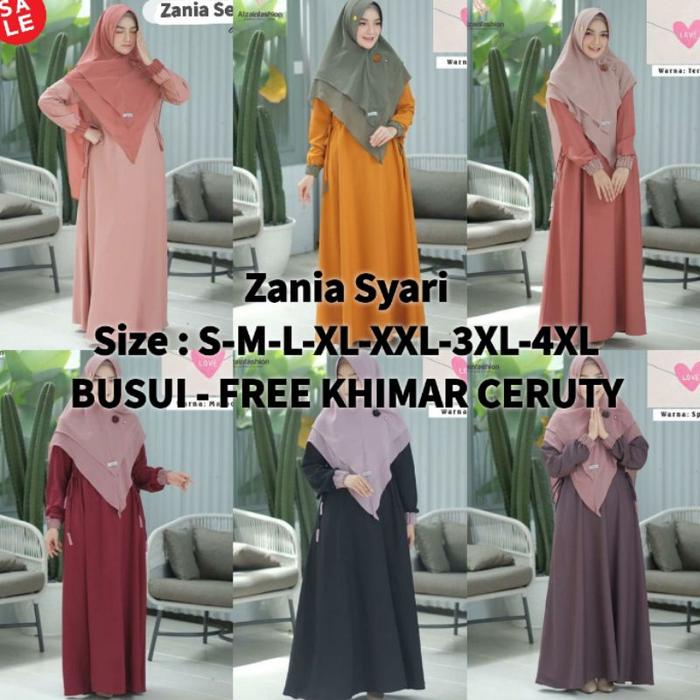 Zania Syari - Baju Gamis Busui Dress Wanita Fashion Muslim Ukuran S M L Xl Xxl 3Xl 4Xl Jumbo Untuk A