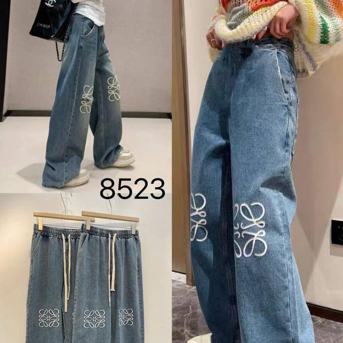 XMY Jeans Loewe Oversize Full Karet Model 8523 Celana Jeans Wanita Oversize dengan Desain Karet Nyam