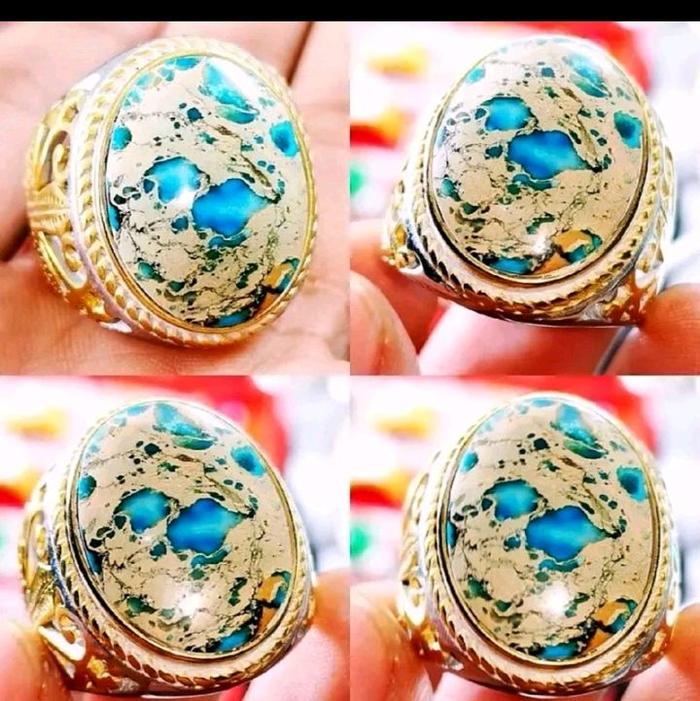 cincin permata natural virus persia serat emas dengan ring super mewah