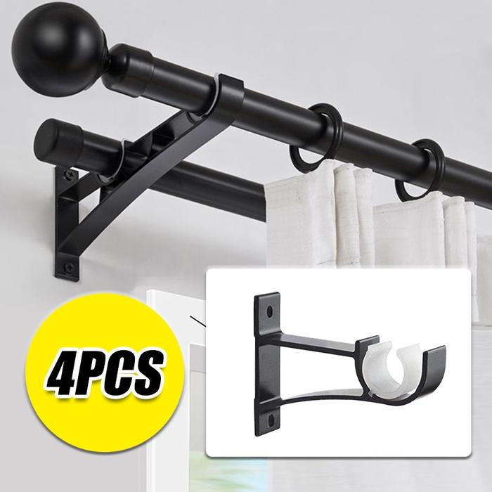 4Pcs/Set Tiang Gorden Bracket Kaki Double Gorden Rel Kaki Penyangga Tiang Batang Gorden Rawatan Ting