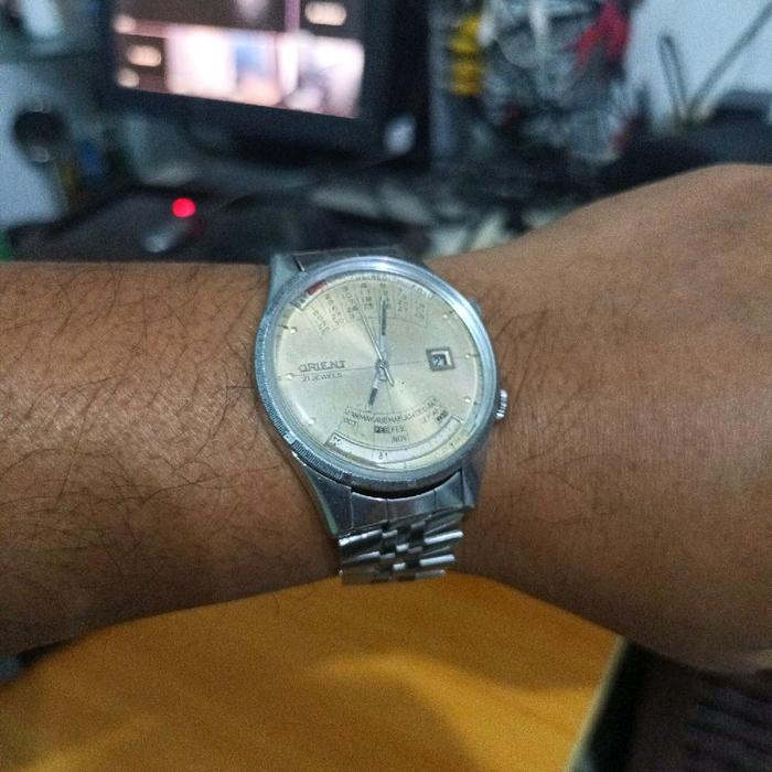Jam tangan vintage Orient multi calendar manual winding