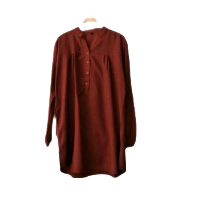BLOUSE VISCOUSE POLOS-BLUS MERAH BATA-ATASAN JUMBO-PAKAIAN WANITA