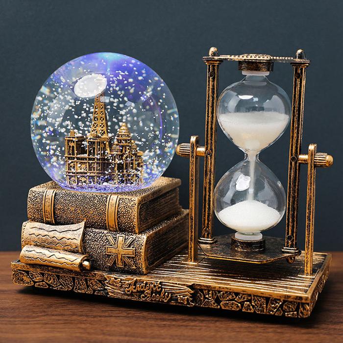Vintage Luminous Crystal ball octave box luminous desktop ornament