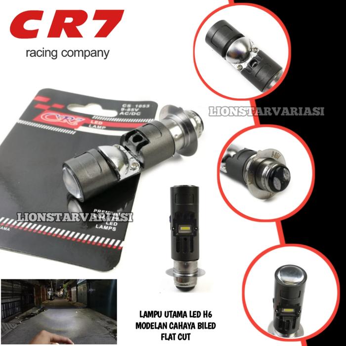 Lampu Utama LED H6 Model Biled CR7 Jauh Dekat Putih AC DC Universal Matic Bebek Socket H6