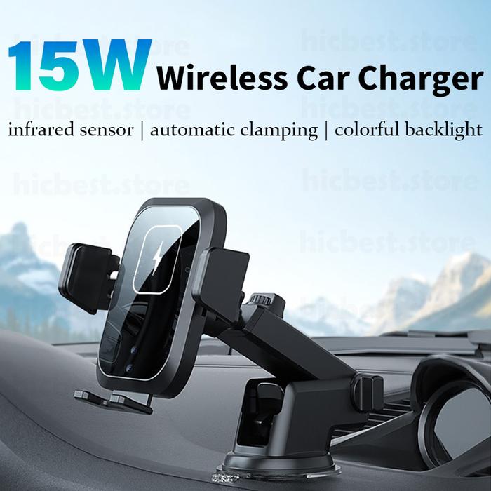 15W Wireless Car Charger Phone Holder for Samsung Wireless Charging