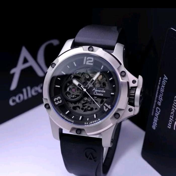 Jam tangan pria Alexandre christie original Automatis ac 6295 limited edition black