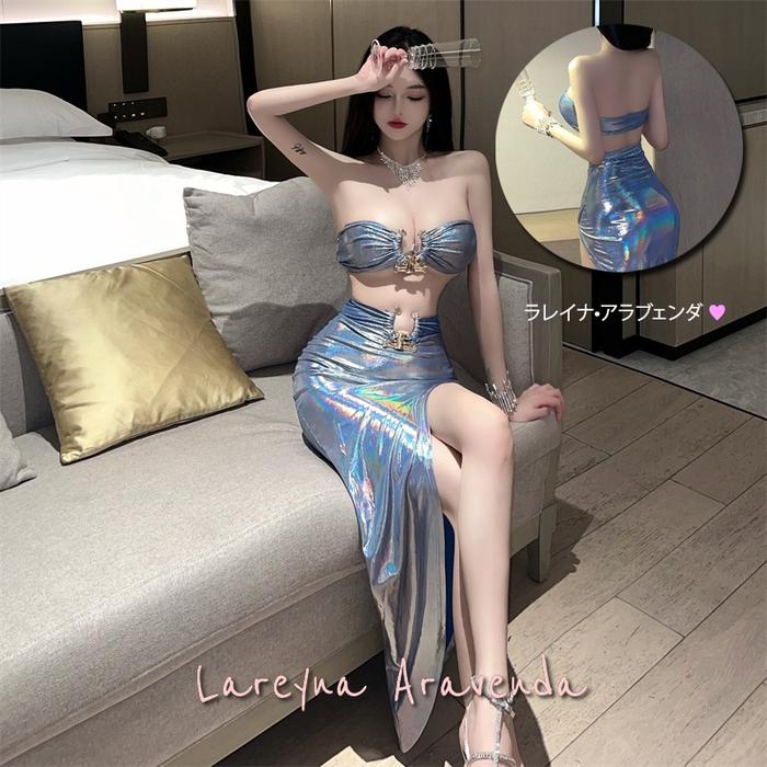 COD Set Lingerie Hot Kostum Gaun Pesta Mermaid Kilap LG677