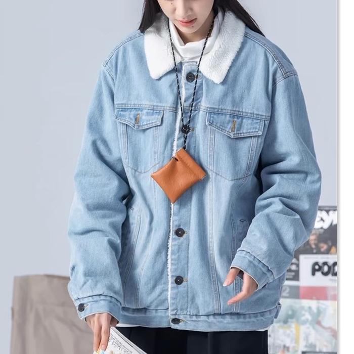 Jaket Denim Sherpa Pria - Denim Sherpa Kerah - Denim Sherpa Jacket