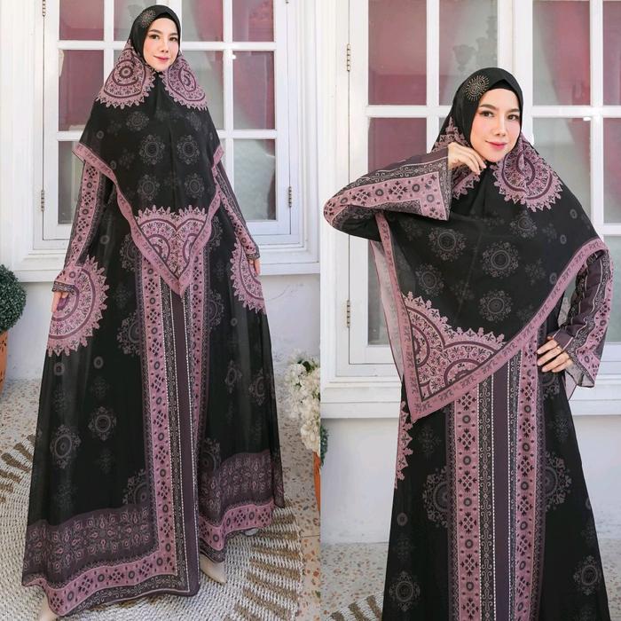 AZRAH SERIES BY HUMAIRA SYARI Gamis Ceruty Premium Printing Set Hijab