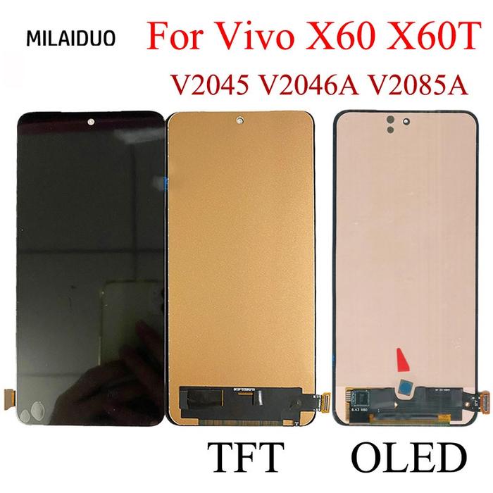 Oled/tft Untuk Vivo X60 V2045/X70 V2133A V2104 LCD Rakitan Digitizer
