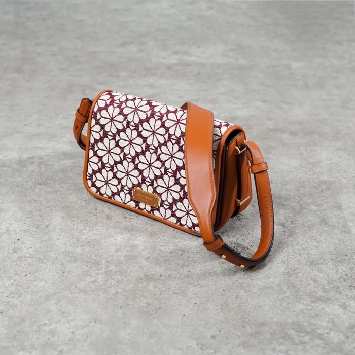 Tas KATE SPADE JACQUARD FLORAL CAMEL HOBO BAG CROSS BODY BAG 100%