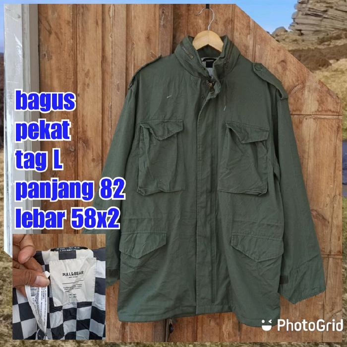 jaket parka army military green hijau field m65 pull n bear