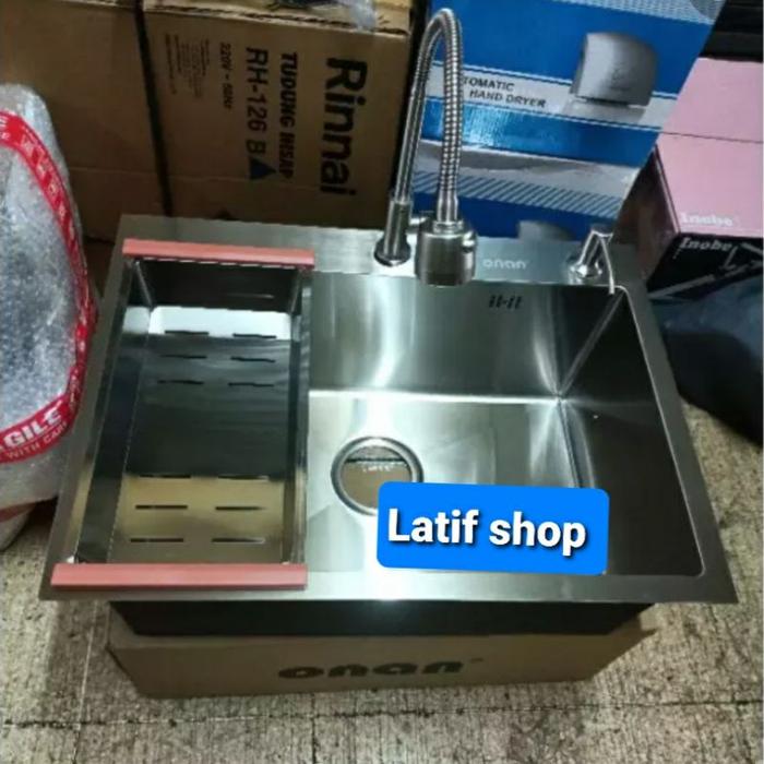 Paket lengkap kitchen sink onan 6045 original. sink stainless 6045 onan
