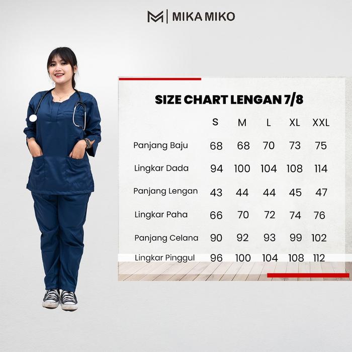 Baju Ok Resleting ( Gratis Bordir Nama ) Oka Lengan 7/8 Scrub Dokter Perawat Baju Jaga Medis Nakes B