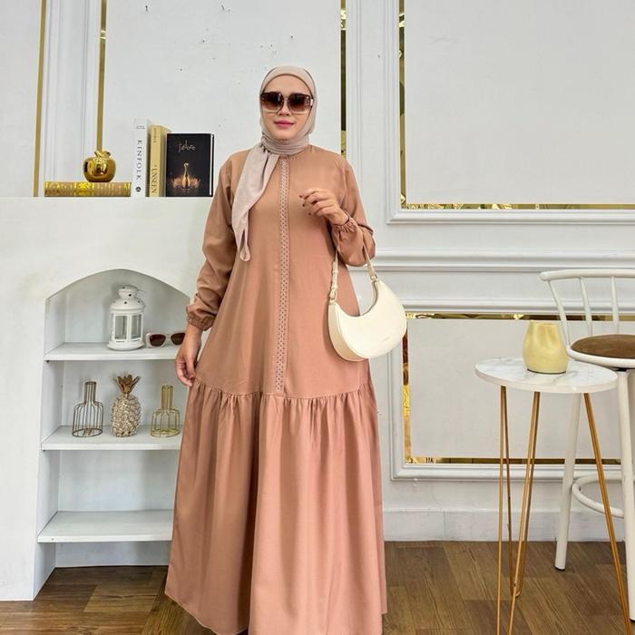Gamis linen terkini/gamis linen terbaru/gamis linen tercantik/gamis linen terlaris/gamis linen terme