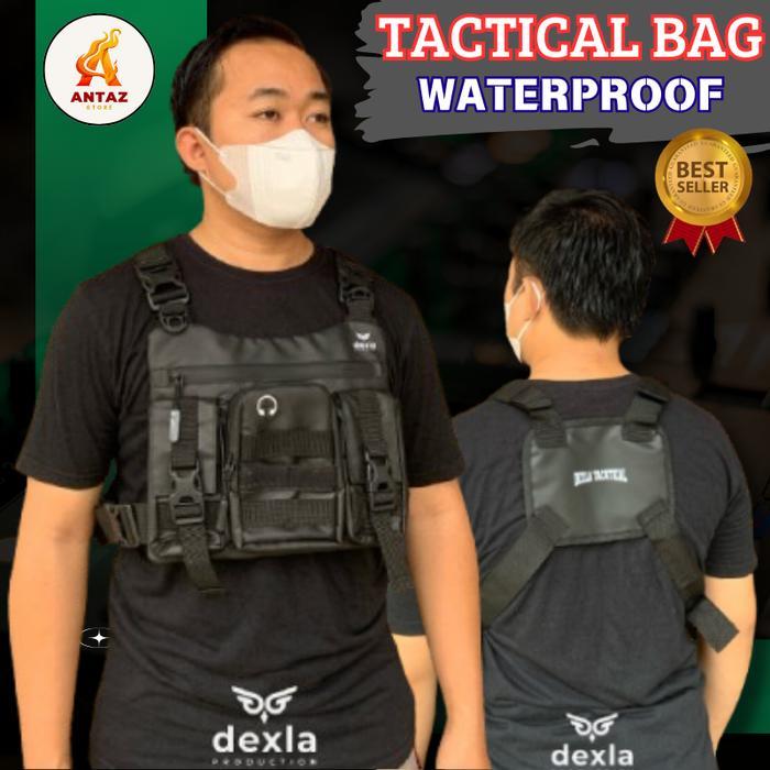 PROMO!! Tas Dada Rompi Tactical Rig Bag Bodypack Outdoor Chest Bag Hitam Army Coklat Waterproof Anti