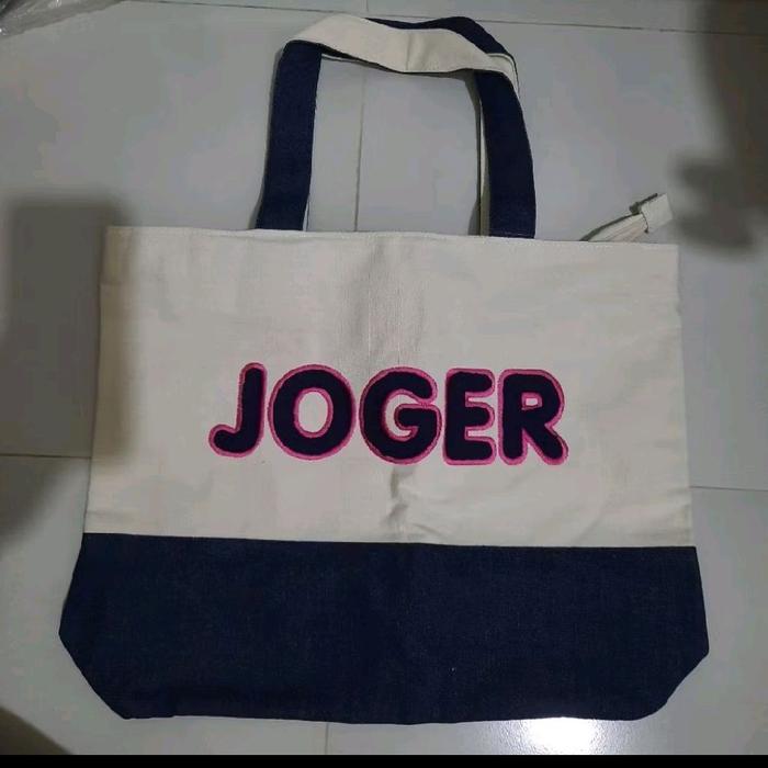 ORI+NEW Tote Bag Joger P45 T36cm Jeans Mix Kanvas [BIG+TEBAL] Tas Bahu Wanita