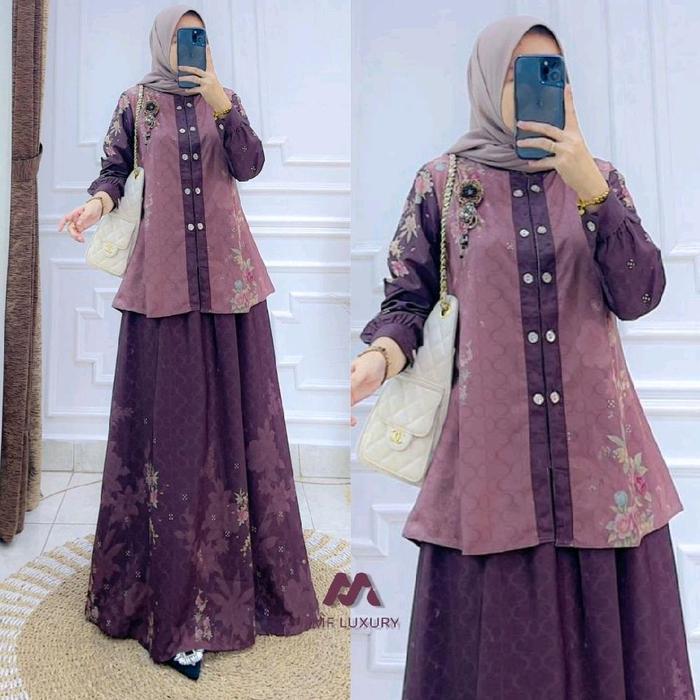 Malkia set rok by hmf luxury setelan muslim wanita
