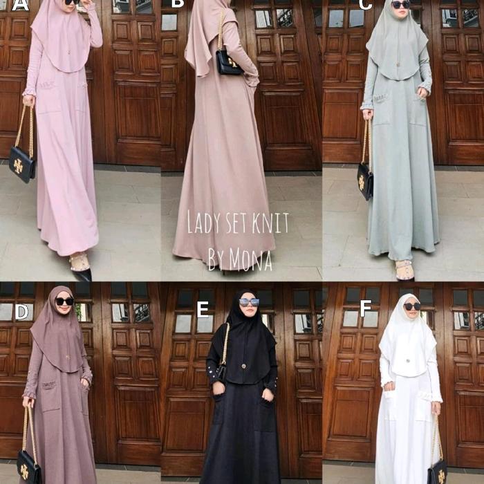 Lady Set Knit by Mona Syari || Set Gamis Knit Hijab