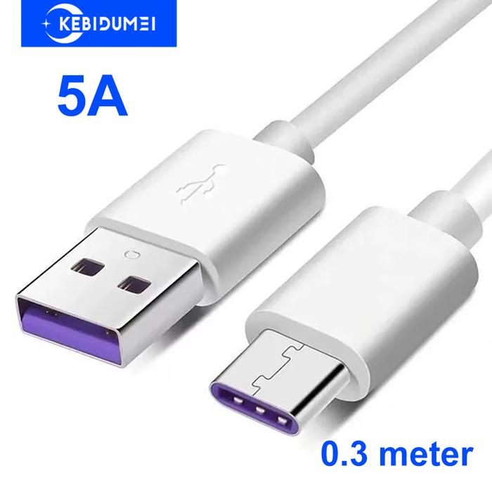 0.3 Meter 5A Fast Charge Cable USB Type C Cable USB Data Cord For HUAWEI Honor Redmi K40 K30 Note12 