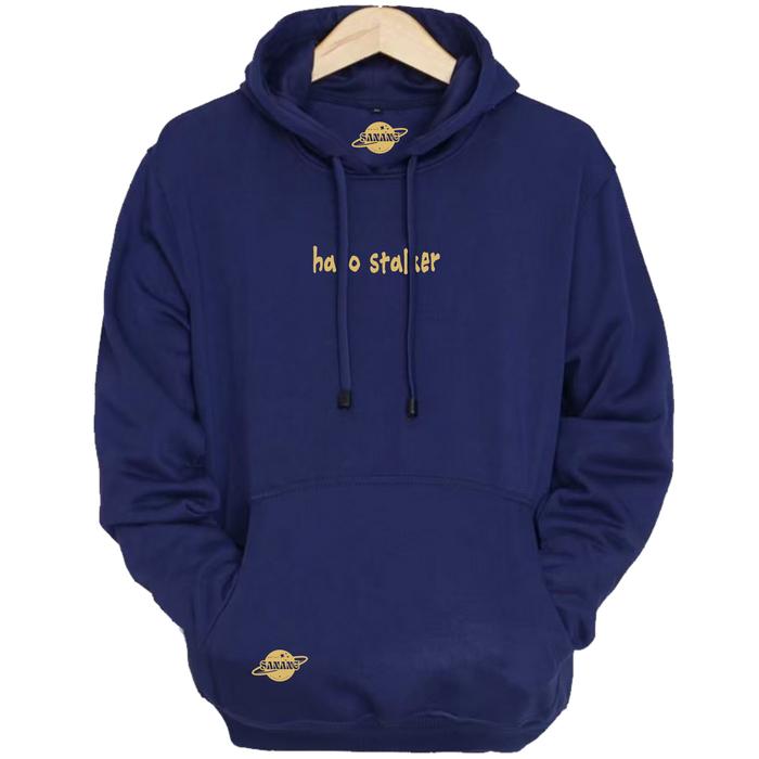 Sweater Pria Kekinian Kece Viral 2025 Sanang-Streetwear Hoodie HALLO STALKER Warna Biru Navy Unisex