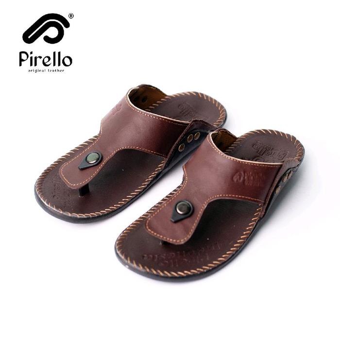 Pirello Sandal Kulit Pria Asli Sendal Kasual Model Masa Kini Kode - Japit Jepit Karet