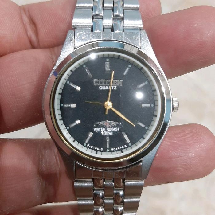 Jam Tangan citizen Eagle Quarts Black Dial Ref# P-2105-S Japan water Resist 100M antik No Seiko Alba