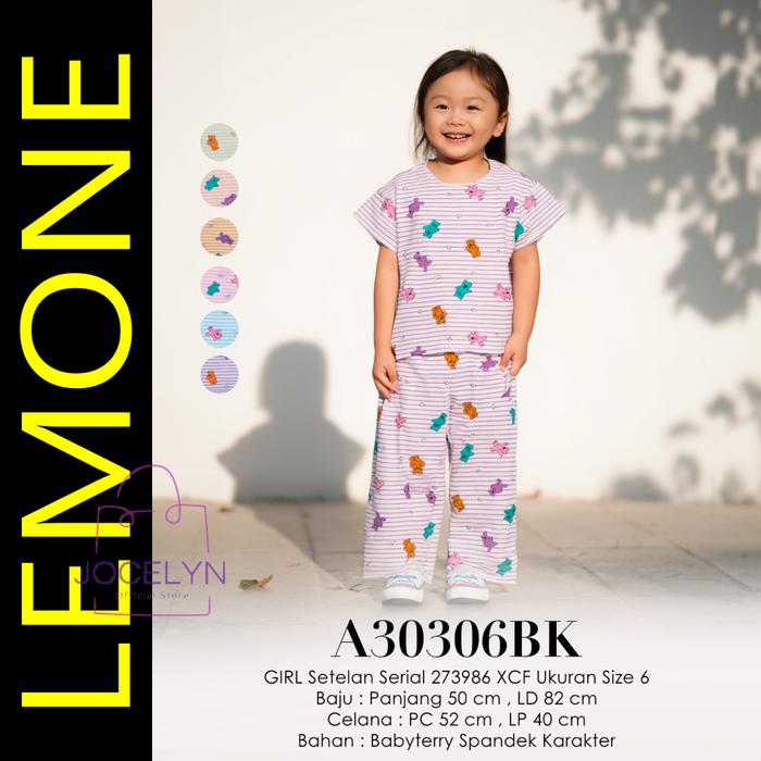 [NEW] LEMONE for Girls BabyTerry Spandek 303xxBK Setelan Piyama anak perempuan cewek umur 1-12 tahun