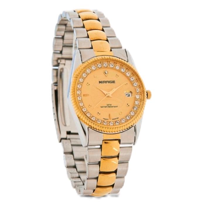 Mirage 1580 Gold Silver Jam Tangan Unisex Original