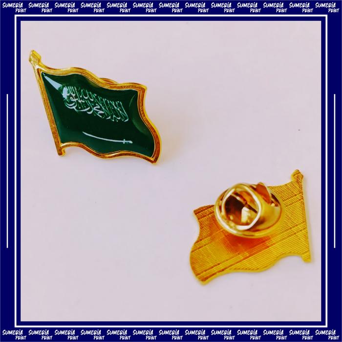Pin Bros Kuningan Emas Lencana Bendera Arab Saudi