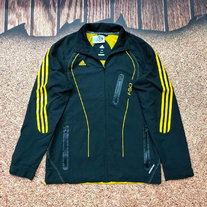 Jaket tracktop ADIDAS ADIZERO CLIMALITE F50 three stripes hitam outdoor casual bagus size L