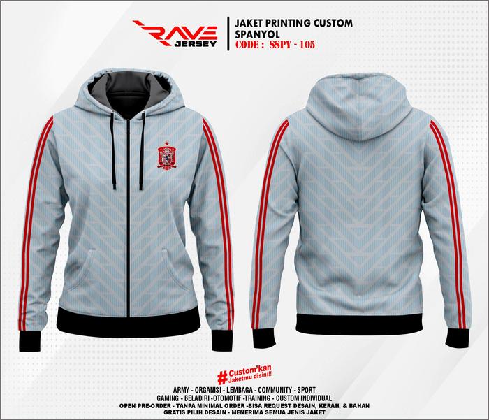 JAKET TIMNAS SPANYOL FULL PRINTING SUBLIMATION CUSTOM (DESAIN SUKA SUKA)