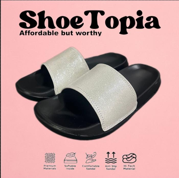SANDAL SELOP WANITA SILVER BLINGKING ELEGAN MATERIAL PREMIUM
