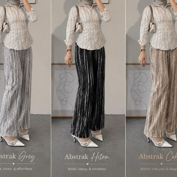 Kulot Abstrak Grey, Hitam, & Coklat - Bold, Classy, & Timeless - Pakaian