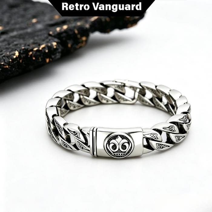 RV-1192 Gelang pria dari Perak Thailand , desain ukiran Chrome Hearts, tidak mudah berkarat dan tida
