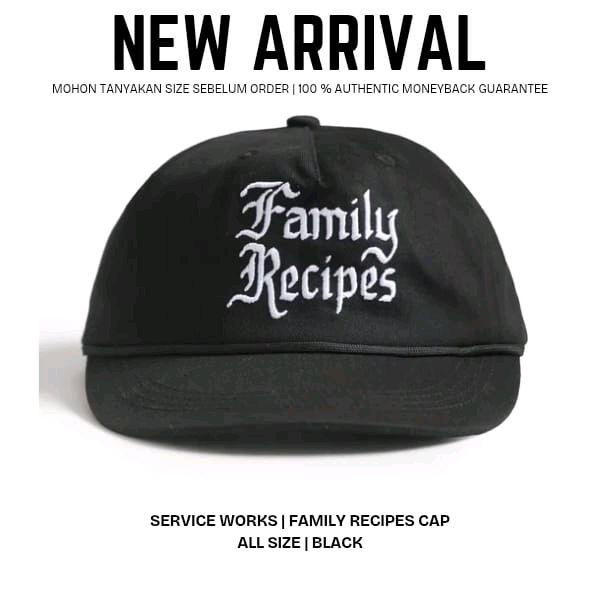 Service Works Topi Family Recipes Hitam Ukuran Universal Original 100% - Topi Hitam All Size untuk S