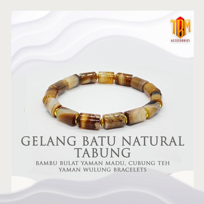 Gelang Batu Natural Tabung - Bambu Bulat Yaman Madu - Cubung Teh - Yaman Wulung Bracelets